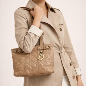Dior Tan Quilted Tote Bag